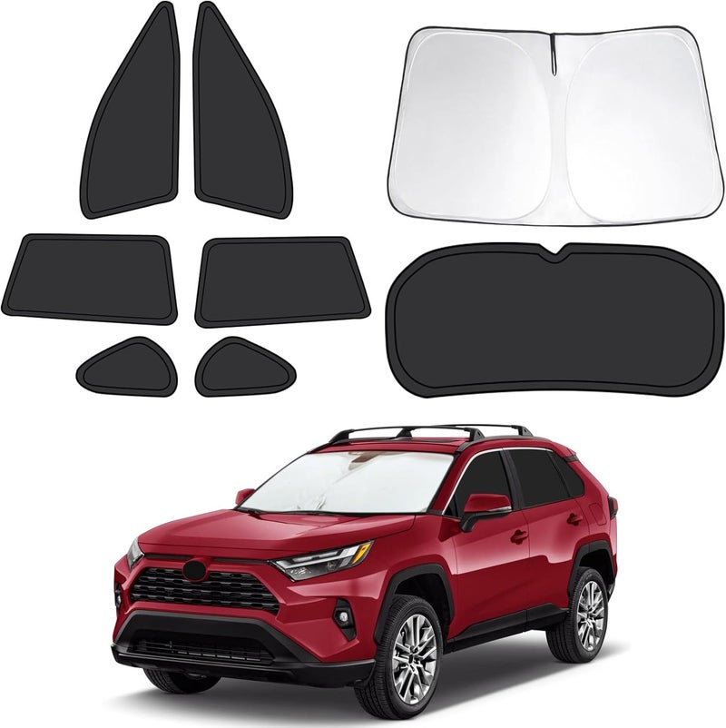 FSHAANY'S 8pcs Car Window Shades for Toyota RAV4 2019-2025, Full Car Window Covers for Privacy, Sunshades for RAV4 Front Rear Windshield Side Windows to Block UV and Protect Privacy - Image 1